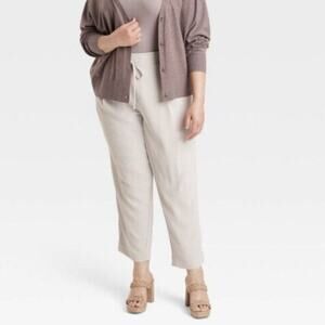 A New Day Women's Pewter Moon Fluid Pull On Ankle Trouser Pant Size L